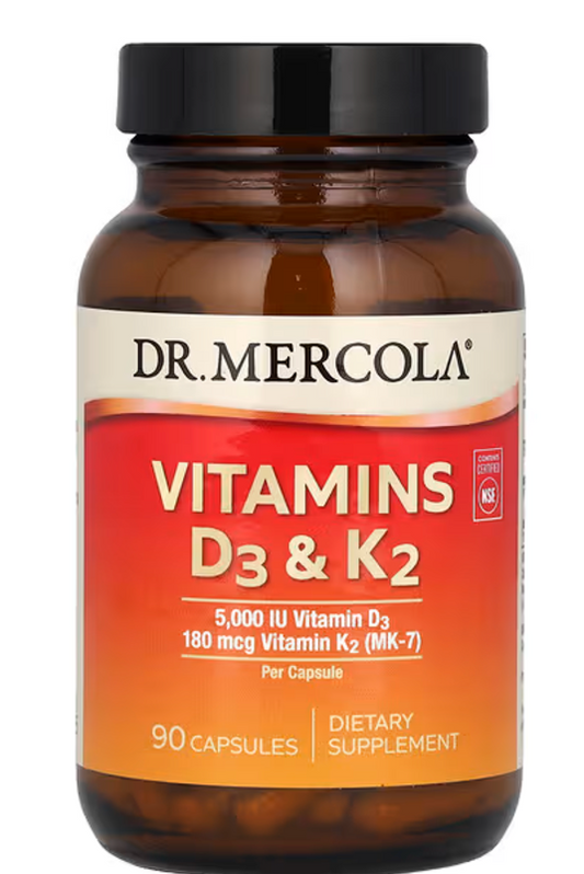 Dr. Mercola, Vitamins D3 & K2, 90 Capsules